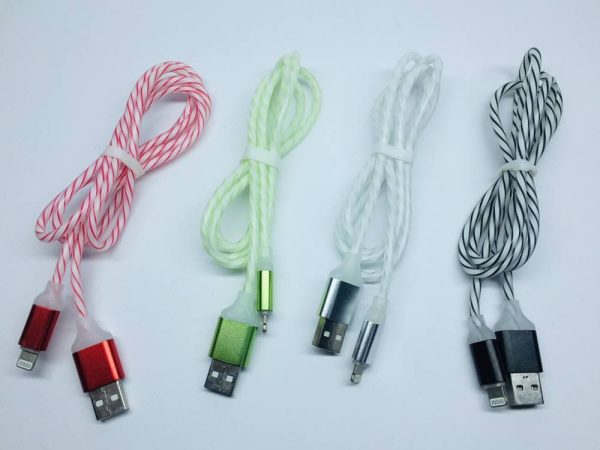 کابل  IPHONE 1M چراغدار شفاف
