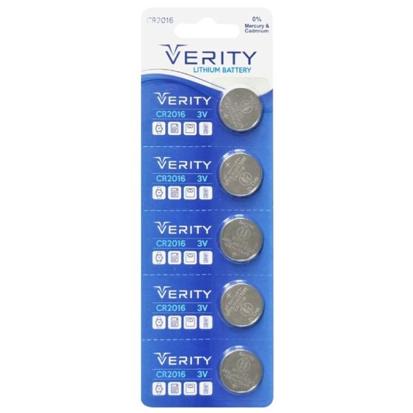 باطری سکه ای VERITY CR2016 پک 5 عددی
