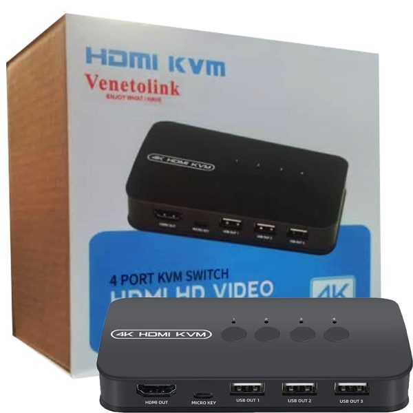 دستگاه +4PORT.HDMI.KVMکابل HK401