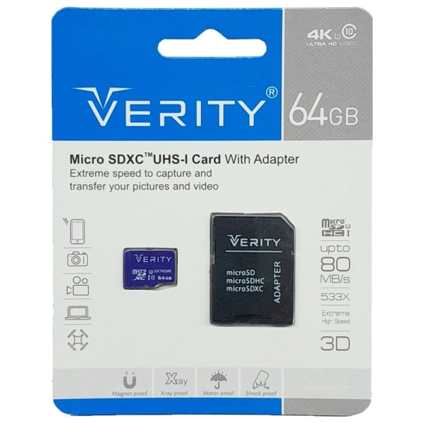 رم میکرو VERITY U3 80MB C10 64G