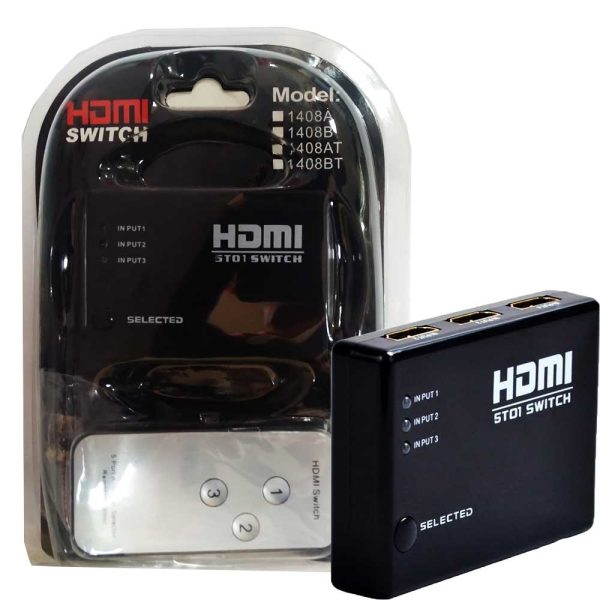 سوئیچ 3PORT HDMI پک طلقی V-NETمشکی