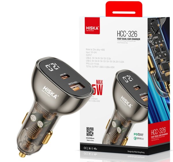 شارژر فندکی هیسکا Type-c HCC-326 دوسر HISKA