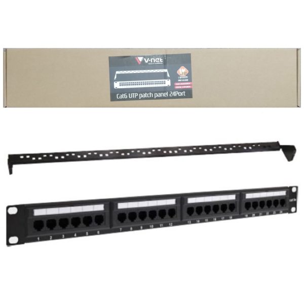 شبکه پچ پنل V-NET CAT6 1U 24PORT