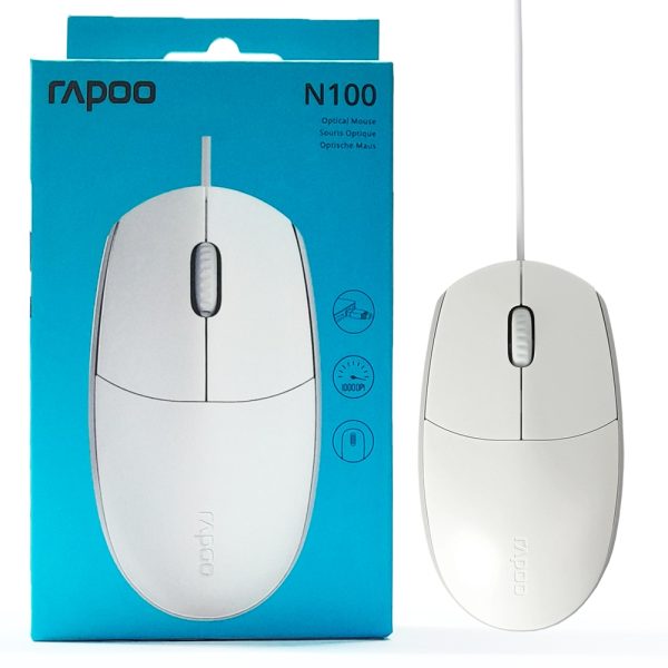 ماوس سیم دار رپو N100 سفید RAPOO