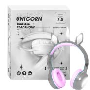 هدست بلوتوث رم خور KE-02  طوسی صورتی UNICORN