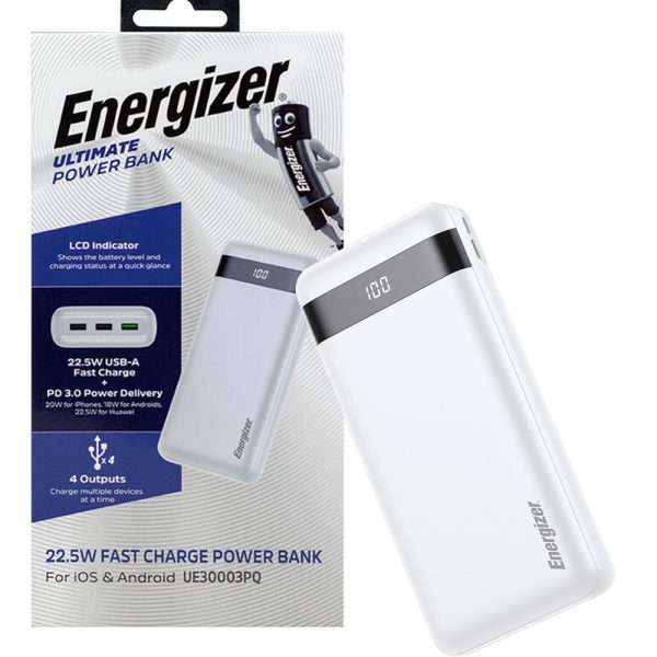 پاوربانک UE30003PQ 30000mAh سفید Energizer