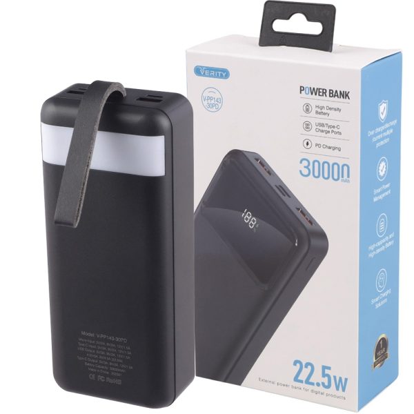 پاوربانک وریتی PP143 PD 30000mAh مشکی VERITY