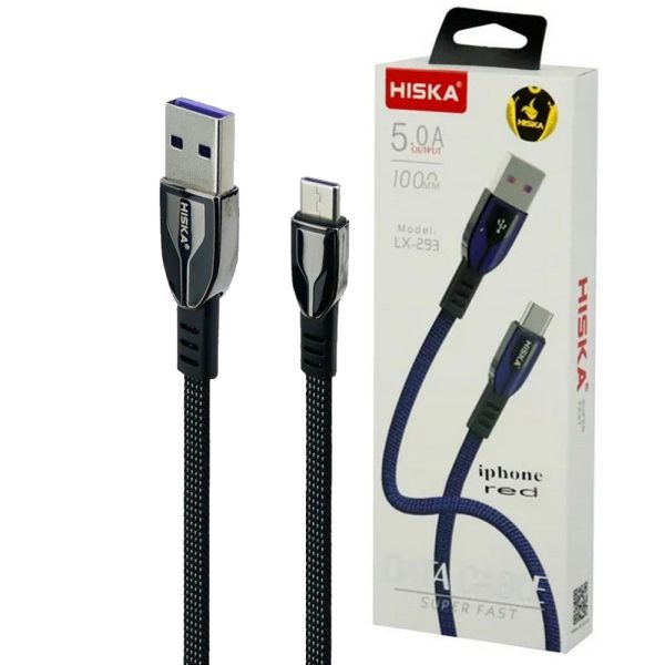 کابل 1M LX293C TYPE-C مشکی HISKA