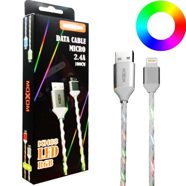 کابل MOXOM KH-68 LED IPHONE سفید