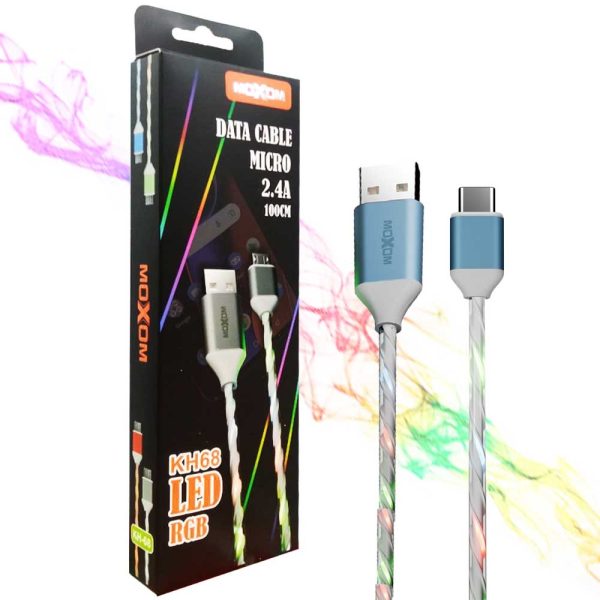 کابل MOXOM KH-68 LED MICRO آبی