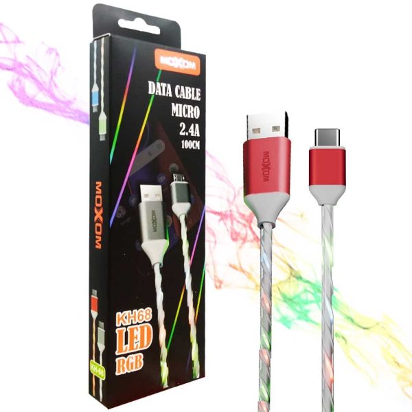 کابل MOXOM KH-68 LED MICRO صورتی