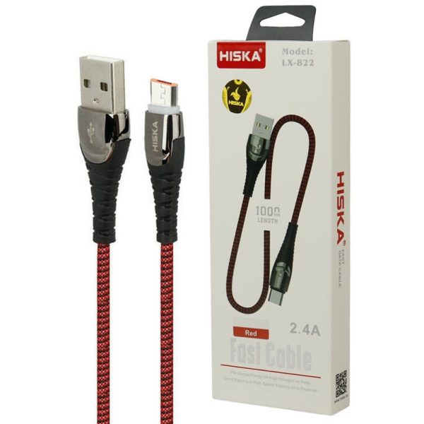 کابل شارژ هیسکا HISKA LX822 1M قرمز MICRO