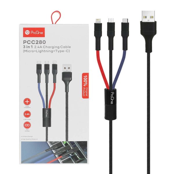 کابل پرووان 3IN1 مشکی PROONE PCC280