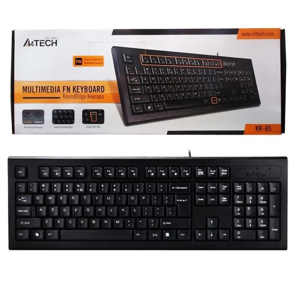 کیبورد سیم دار ایفورتک A4TECH KR85 USB اصلی
